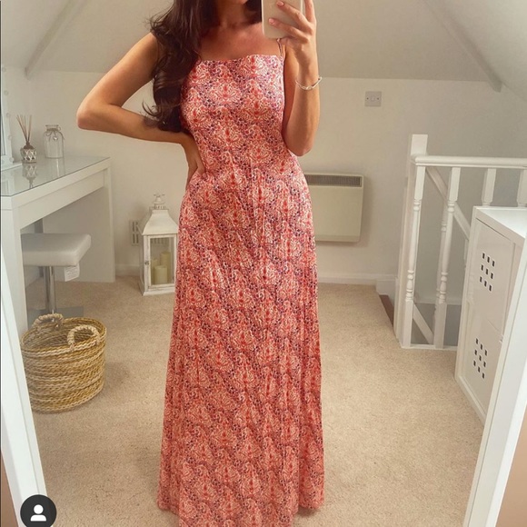 zara orange open back dress